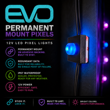 Load image into Gallery viewer, EVO Permanent Mount Pixels – Durable 12V LED Pixels with 3M Adhesive, Redundant Data, IP67 Waterproof