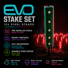 Load image into Gallery viewer, EVO Stake Set – Durable 12V Pixel Stakes with Pre-Installed EVO Pixels, WS2811 Protocol, IP67 Waterproof