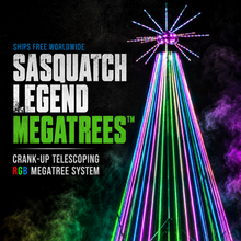 Load image into Gallery viewer, Ships Free Worldwide – Sasquatch Legend MegaTrees™ | Crank-Up Telescoping RGB MegaTree System (2026 Pre-Sale)
